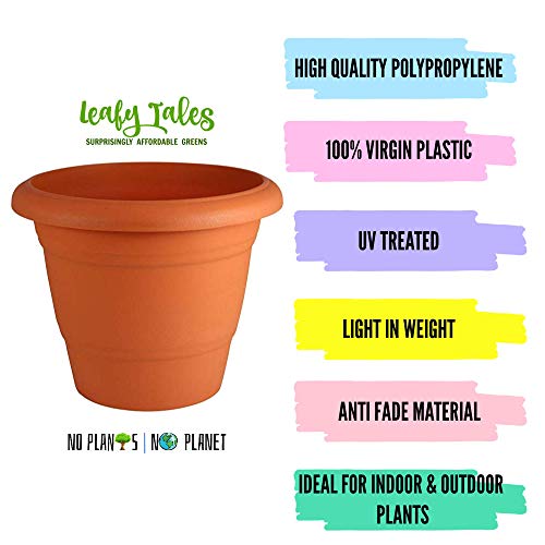 Leafy Tales 6-inch Plastic Flower Pots (Pack of 6) - Terracotta Colour Garden Gamla for Home & Outdoor Balcony - Durable Indoor/Outdoor Planters with Drainage Saucers - Image 2