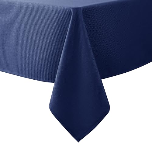 Biscaynebay Textured Fabric Tablecloths 60x108 Inches Rectangular, Navy Water Resistant Tablecloths for Dining, Kitchen, Wedding and Parties etc. Machine Washable - Image 1
