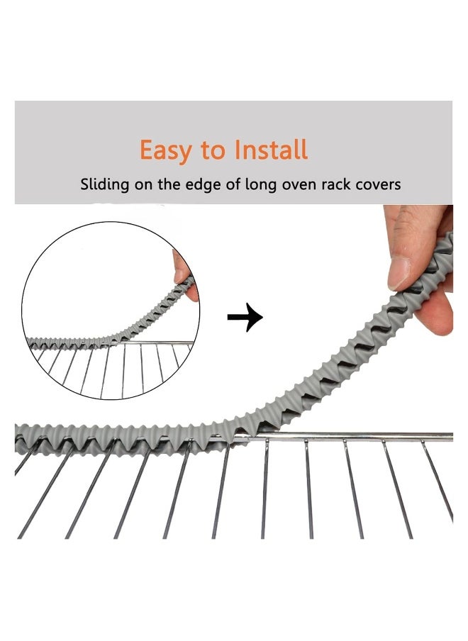 Generic - Oven Rack Shields, 4 Pack Heat Resistant Silicone Oven Rack Cover 14 Inches Long Oven Rack Edge Protector, Protect Against Burns and Scars Protector Hot Strip (Grey) - Image 1