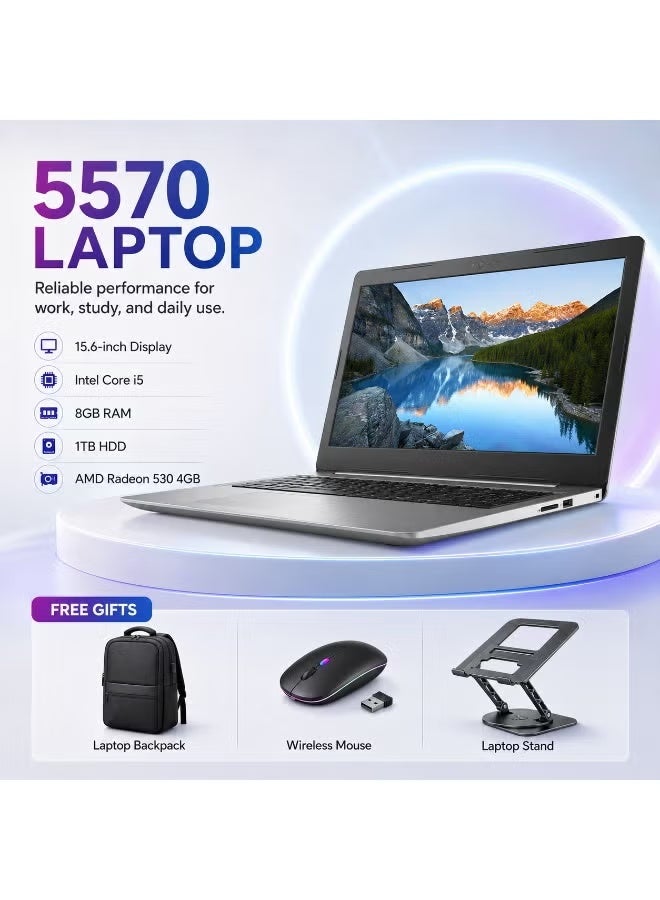 لابتوب أداء عالي معالج كور i5 رام 16 جيجابايت هارد 512 جيجابايت اس اس دي كمبيوتر محمول للأعمال مع ماوس لاسلكي وحامل وحقيبة ظهر - Image 1