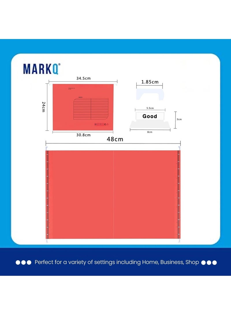 MARKQ Hanging File Folders, Pack of 10 Red Suspension Files for Filing Cabinet Folders School Home Work Office Organization  - Image 3