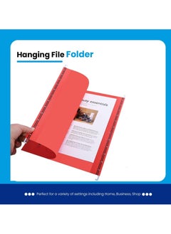 MARKQ Hanging File Folders, Pack of 10 Red Suspension Files for Filing Cabinet Folders School Home Work Office Organization  - Image 4