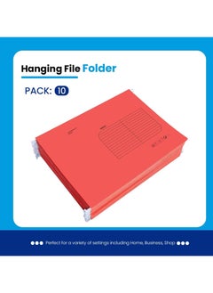MARKQ Hanging File Folders, Pack of 10 Red Suspension Files for Filing Cabinet Folders School Home Work Office Organization  - Image 5