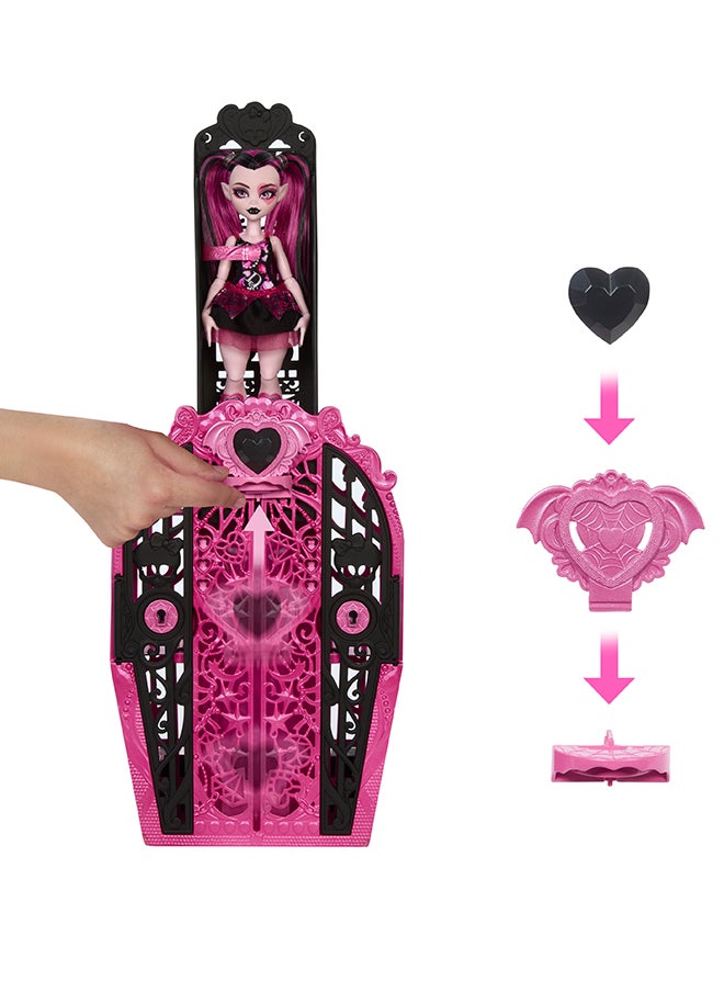 MONSTER HIGH - Skulltimate Secrets Doll & Accessories Set, Monster Mysteries Draculaura with Dress-Up Closet & 19+ Surprises including Clothes - Image 1
