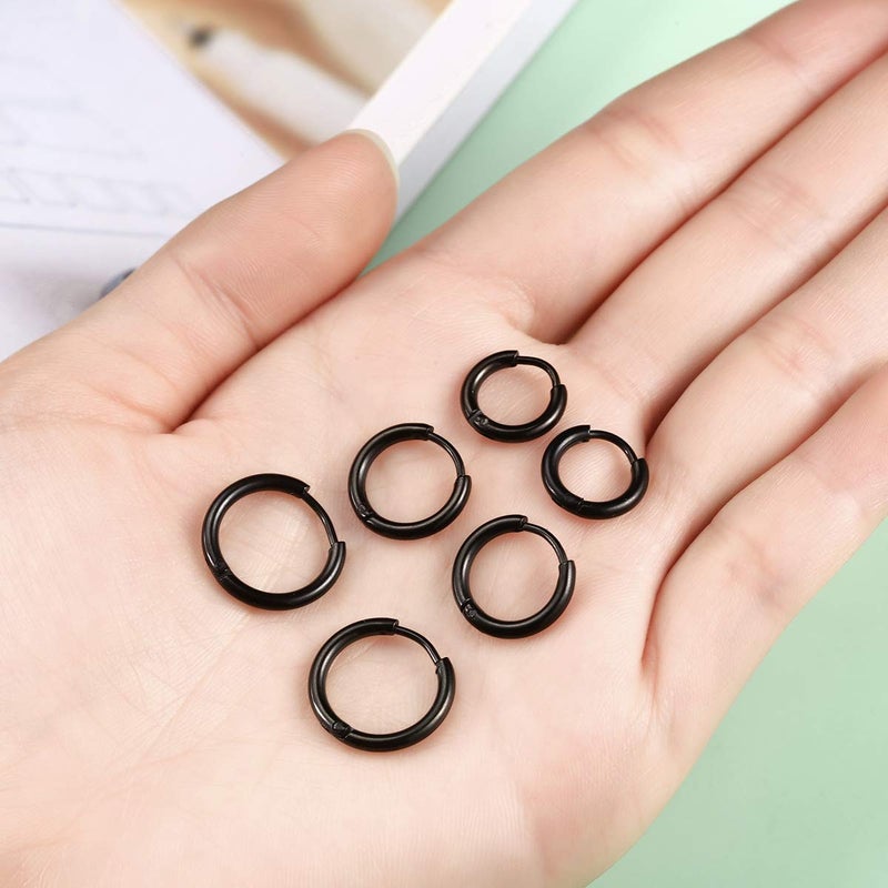 Vishoca Surgical Stainless Steel Hoop Earrings 8mm/10mm/12mm Small Huggie Hoop Earrings for Women and Men - Image 4
