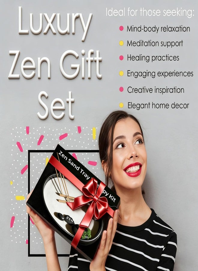 يونيمور مجموعة حديقة زن للمكتب، ديكور ياباني مع كرات ختم صخرية مميزة، صواني زخرفية دائرية، أداة كرة علاجية رملية للاسترخاء الحسي، مجموعة هدايا صندوق رمل للتأمل للمنزل والمكتب - Image 4