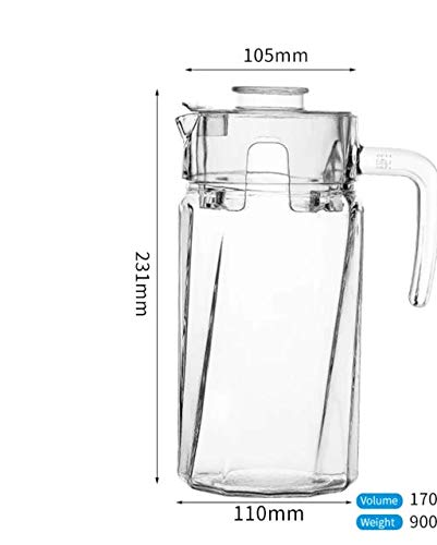 PrimeWorld European Glass Jug with Acrylic Lid 1800 ml 1 Pc Pitcher Carafe with Strong Glass Handle - Image 5