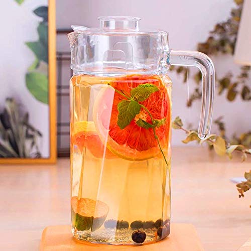 PrimeWorld European Glass Jug with Acrylic Lid 1800 ml 1 Pc Pitcher Carafe with Strong Glass Handle - Image 1