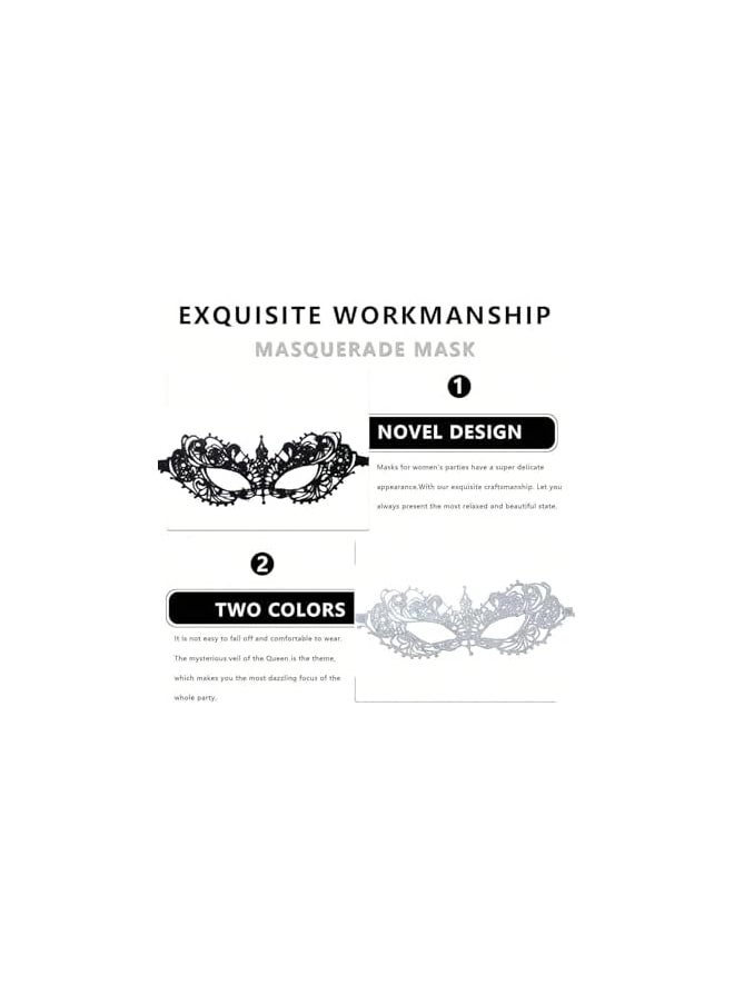The Bros Lace Masquerade mask 2Pack - Elegant Elegant Venetian Style Mask for Adult Costume parties,Weddings, Halloween, Cosplay Soft, Gentle Material (Women Mask -Black&White)  - Image 2