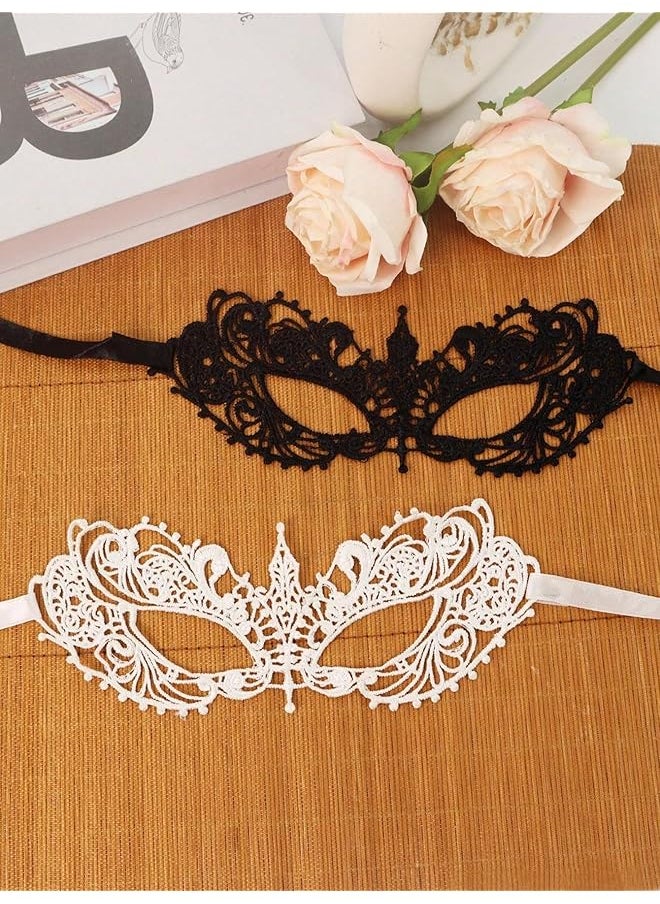 The Bros Lace Masquerade mask 2Pack - Elegant Elegant Venetian Style Mask for Adult Costume parties,Weddings, Halloween, Cosplay Soft, Gentle Material (Women Mask -Black&White)  - Image 1