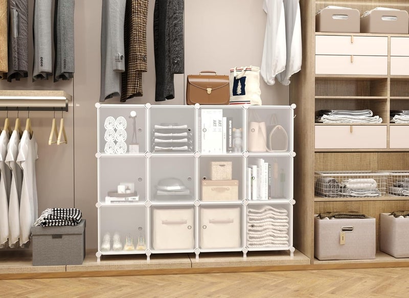 Zemic Plastic Wardrobe for Clothes : 𝟏𝟐 𝐒𝐡𝐞𝐥𝐟 ^ 𝟔 𝐃𝐨𝐨𝐫 Plastic Cupboard for Storage Organizer & Storage Box for Ideal for Neat and Tidy Storage Solutions Almirah for Clothes : 𝐖𝐡𝐢𝐭𝐞 - Image 3