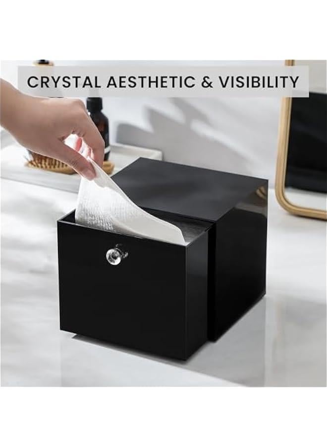 Arabest Disposable Face Towel Container Box Compatible with Clean Skin Club Clean Towel XL, AcrylicTowel Storage Bin with Drawer, Makeup Organizer stackable holder, Ideal for Vanity, Bathroom, Black  - Image 5