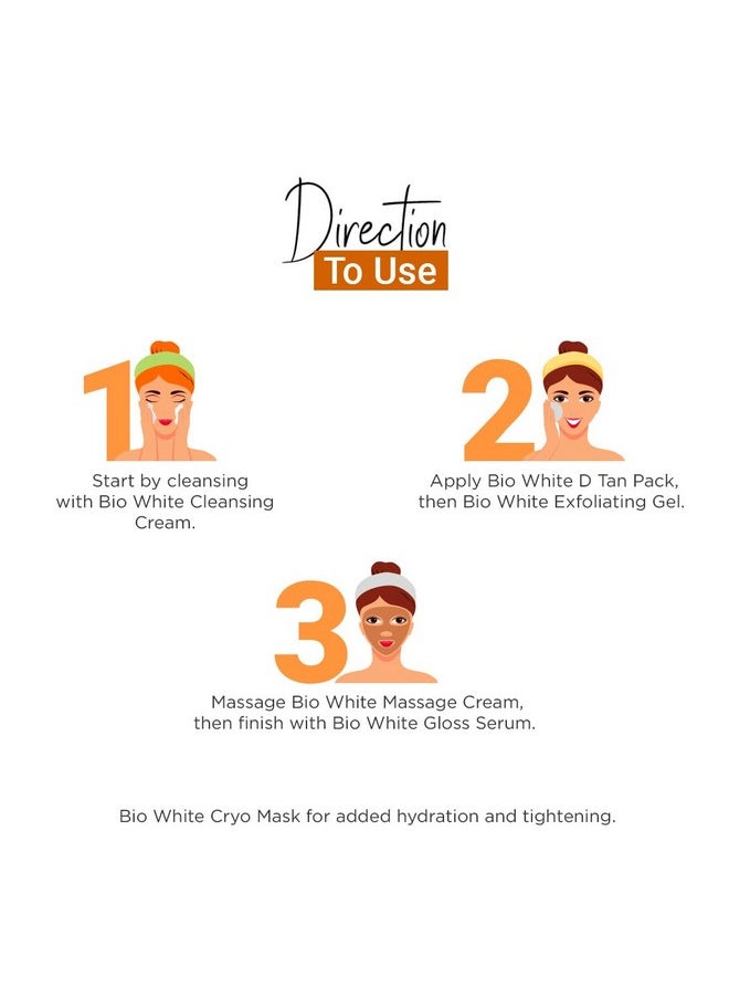 Vedic Line Vedic Line Bio White Brightening & Tightening Facial Kit For Firm And Soft Skin With Natural Ingredients Extracts (Cleansing Cream, Pack, Gel, Massage Cream, Serum, Cryo Mask), 400Ml  - Image 3