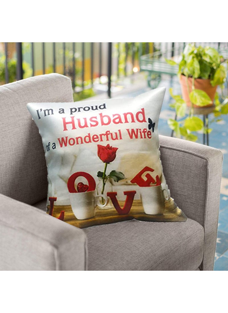 Saugat Traders - Saugat Traders Fibre, Satin Cushion Cover with Filler, 12 Inch X 12 Inch, Red, 1 Cushion Cover with 1 Filler - Birthday Gift for Husband - Image 1