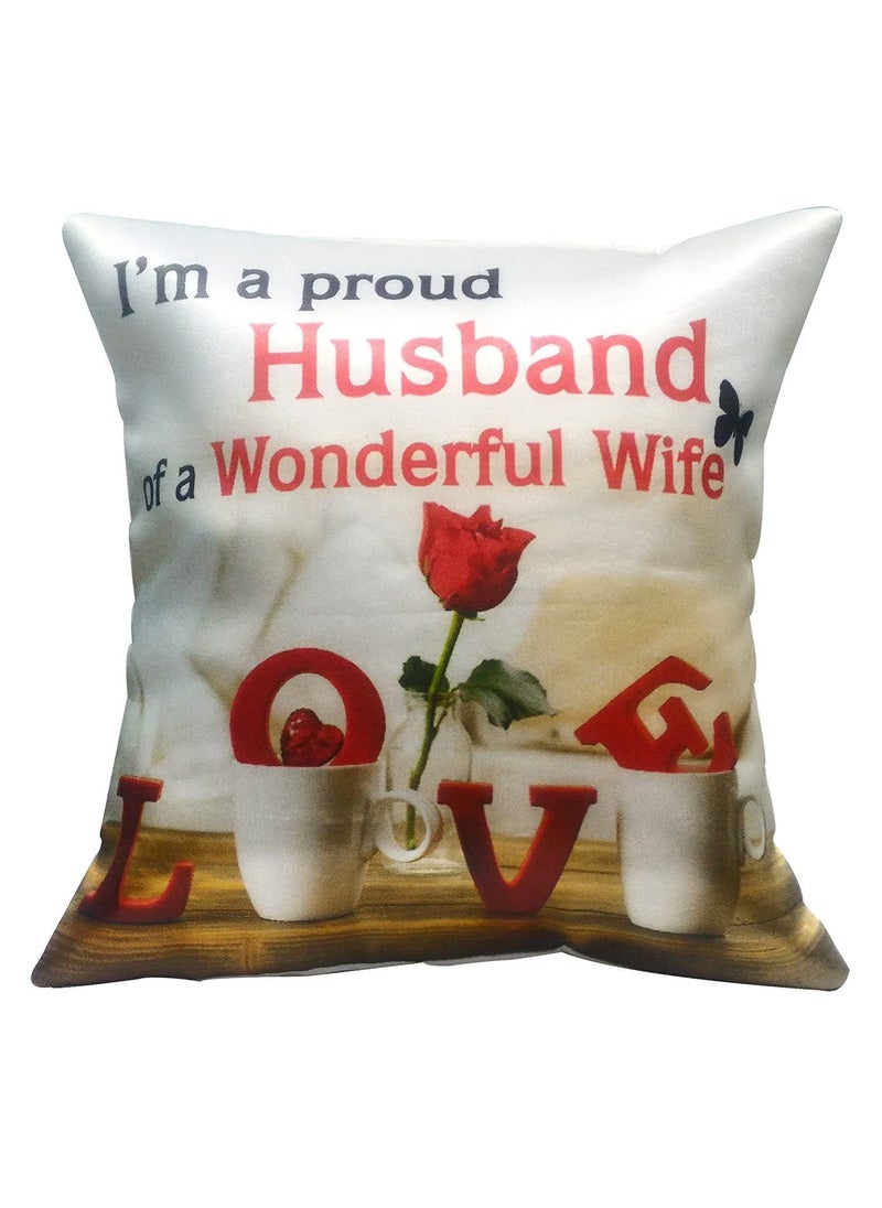Saugat Traders - Saugat Traders Fibre, Satin Cushion Cover with Filler, 12 Inch X 12 Inch, Red, 1 Cushion Cover with 1 Filler - Birthday Gift for Husband - Image 1