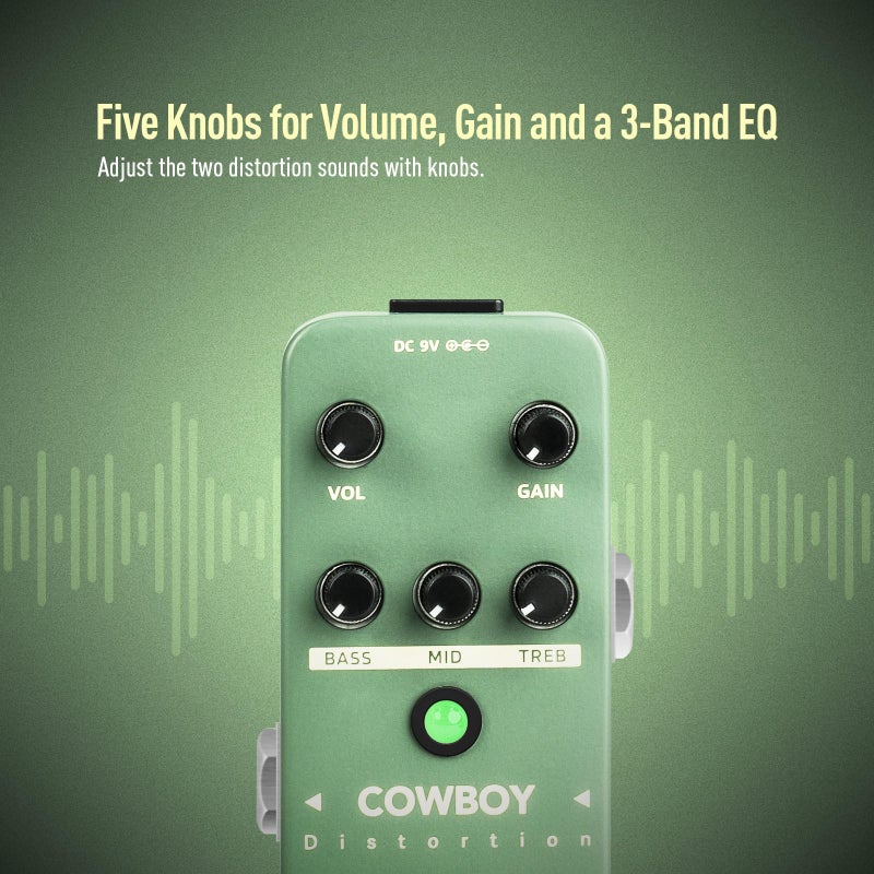 SONICAKE Distortion Guitar Pedal, Mini High Gain Distortion Pedal for Electric Guitar and Bass, 2 Modes, Heavy Duty Metal Footswitch, True Bypass - Cowboy Distortion - Image 3