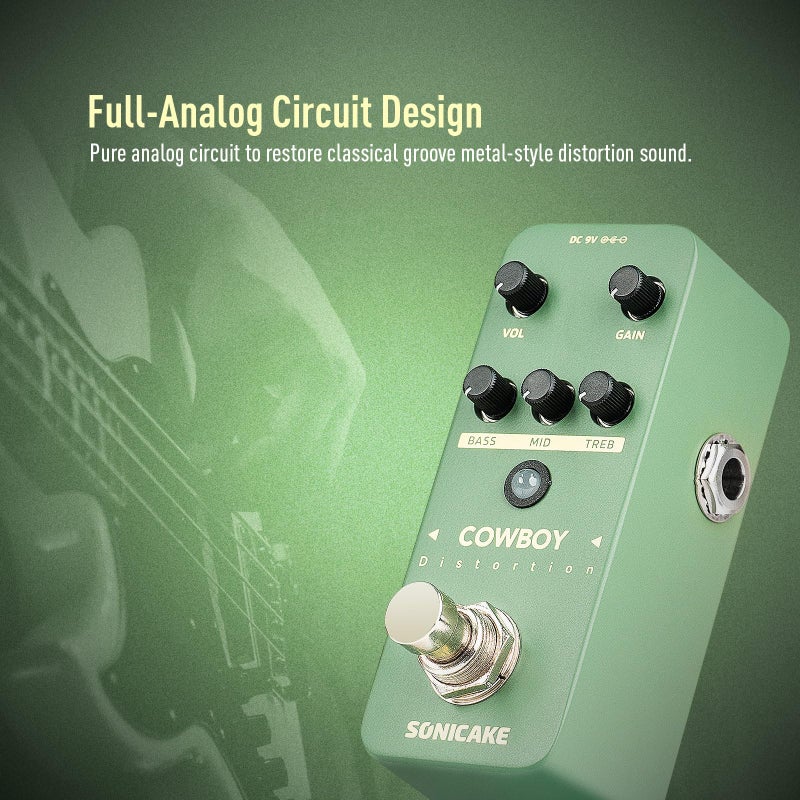 SONICAKE Distortion Guitar Pedal, Mini High Gain Distortion Pedal for Electric Guitar and Bass, 2 Modes, Heavy Duty Metal Footswitch, True Bypass - Cowboy Distortion - Image 2