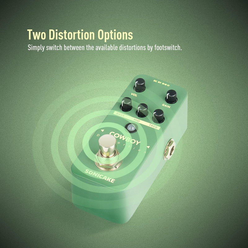 SONICAKE Distortion Guitar Pedal, Mini High Gain Distortion Pedal for Electric Guitar and Bass, 2 Modes, Heavy Duty Metal Footswitch, True Bypass - Cowboy Distortion - Image 4