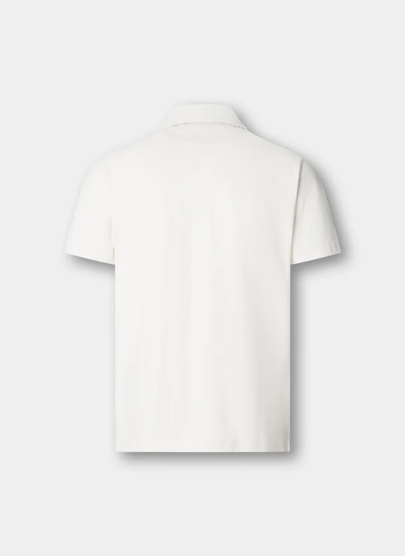 هاكيت Classic Fit Short Sleeve Linen Trim Polo
