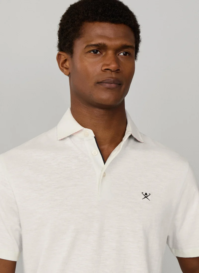 Hackett  Classic Fit Short Sleeve Linen Trim Polo for Men | Best Price UAE