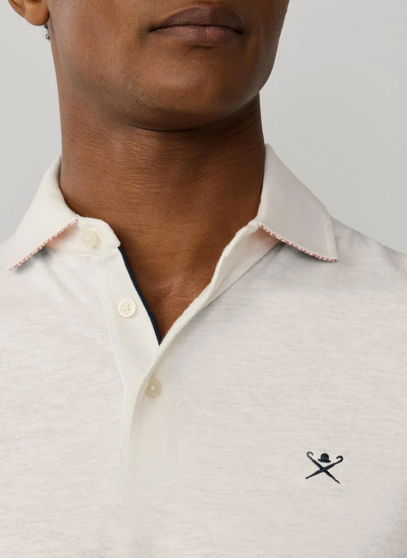 Hackett  Classic Fit Short Sleeve Linen Trim Polo for Men | Best Price UAE
