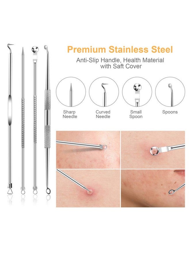 UUBAAR Pimple Popper Tool Kit, UUBAAR 9 PCS Blackhead Remover Tools with Tweezers, 16-Heads Professional Acne Zit Pimple Popper Extraction Tools, Whitehead Comedone Extractor Kit for Facial Nose - Image 4
