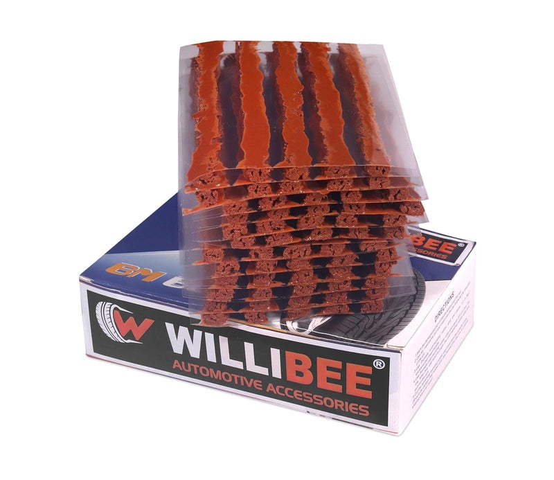 WILLIBEE (Pack of 30 Strips) Premium Heavy Duty Tubeless Tyre Puncture Repair Strips,30 Black Puncher Repair Seal Strips for Car, Bike, SUV & Motorcycle - Image 1