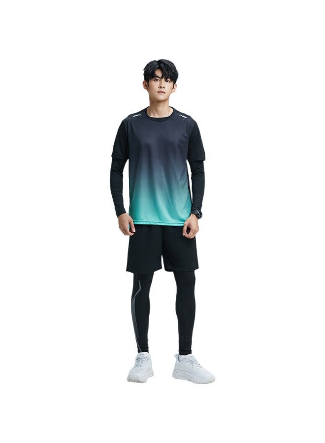 BURUITE Men'S Sports Set, Running Gear, Morning Jog Fitness Wear, Cycling Training Tight-Fitting Quick-Dry Shirt, Badminton Outfit, Spring And Autumn Season - Image 1