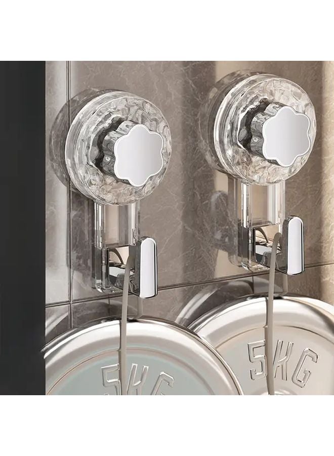 Transparent Electroplating Suction Cup Hooks 2pcs No Drill Strong Adhesive For Wall - Image 1