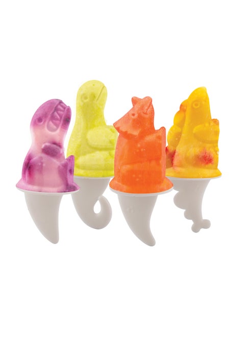 Tovolo Silicone Popsicle Molds with Sticks Dino  Ice Pop Molds with 4 Cavities for Homemade Flavored Ice Pops  Frozen Snacks  Popsicle Maker with DripGuards Dishwasher Safe  BPAFree