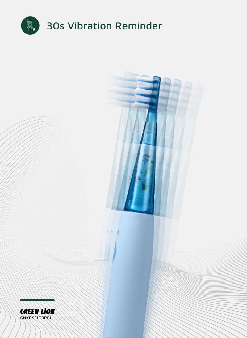 GREEN LION Electric Toothbrush for Kids with 3 Function modes and 2 Intensity Modes / Shining Lights / 2Brush Heads / for 2-10 Years Old / Food-Grade Bristles/ Children Oral Hygiene Tooth Brush for Boys- Blue - Image 5
