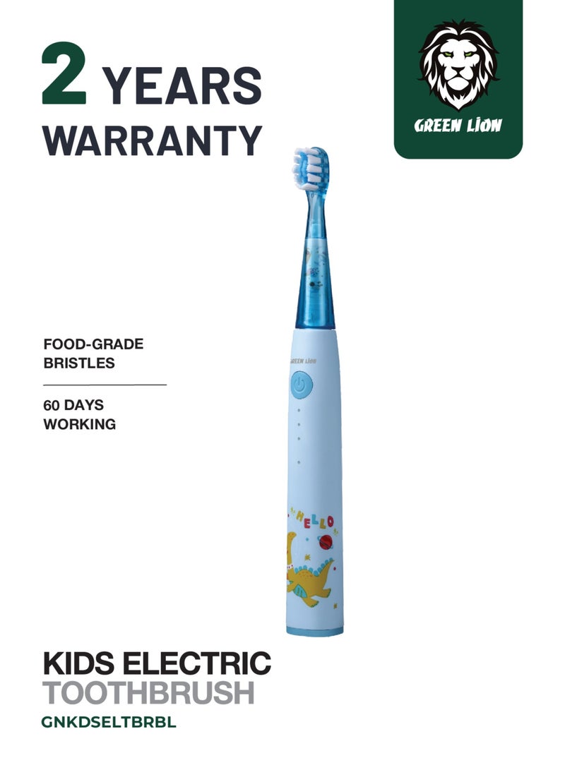 GREEN LION Electric Toothbrush for Kids with 3 Function modes and 2 Intensity Modes / Shining Lights / 2Brush Heads / for 2-10 Years Old / Food-Grade Bristles/ Children Oral Hygiene Tooth Brush for Boys- Blue - Image 1