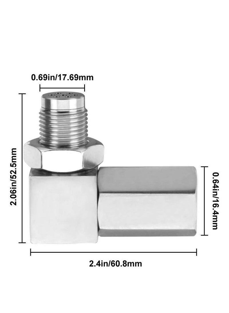Loquat O2 Oxygen Sensor Spacer 90 Degree Stainless Oxygen Sensor Spacer Connector Adapter Right-Angle Connector Adapter Screw Connector Plug Fitting M18 x 1.5 Accessory Plug 45mm - Image 2