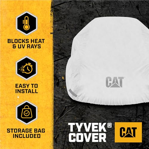 CAT High Performance Lightweight Tyvek Car Cover for Cars SUVs Vans Trucks - Waterproof Reinforced Durable Tear Resistant Dust Rain Snow UV Sun Protection Car Tarp Compact Travel - Fits Up to 228" L - Image 2