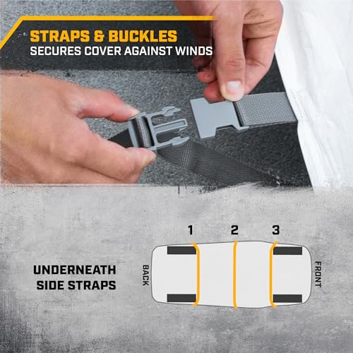 CAT High Performance Lightweight Tyvek Car Cover for Cars SUVs Vans Trucks - Waterproof Reinforced Durable Tear Resistant Dust Rain Snow UV Sun Protection Car Tarp Compact Travel - Fits Up to 228" L - Image 5