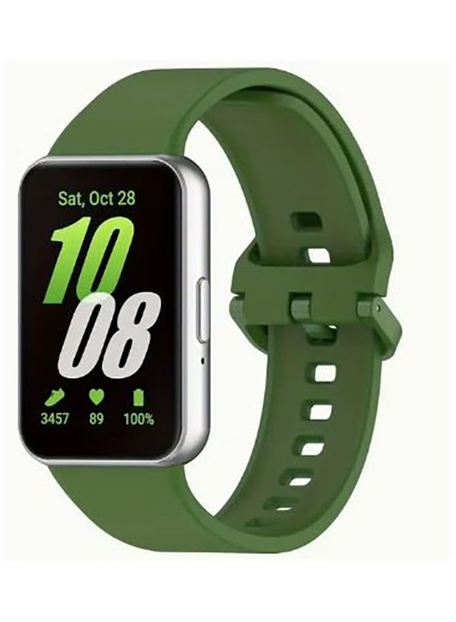 Samsung Galaxy Fit 3 Soft Silicone Replacement Strap Double Colors Amazing Design - Green - Image 1
