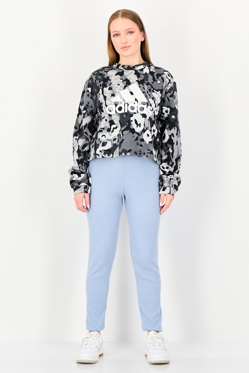 Adidas Women Sportswear Fit Long Sleeve Camouflage Outdoor Sweatshirt, Multicolor - Image 4