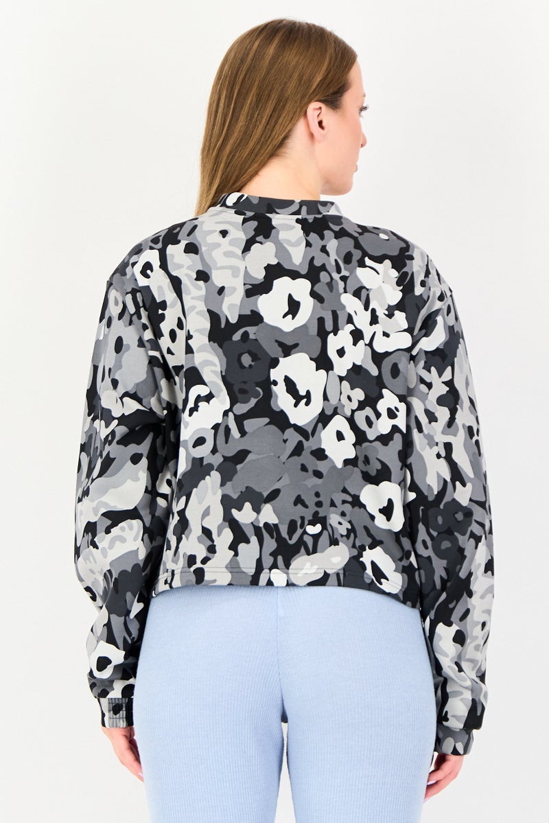 Adidas Women Sportswear Fit Long Sleeve Camouflage Outdoor Sweatshirt, Multicolor - Image 3