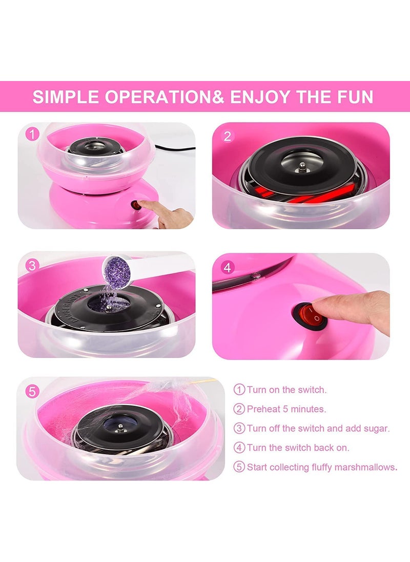 Tellshun Tellshun Cotton Candy Maker Machine Electric Sugar Floss Homemade Hard Sugar Free Candy with Detachable Splash Guard Sugar Spoon 10 Bamboo Sticks for Kids Carnival Party Kitchen Bakery Snacks  - Image 5
