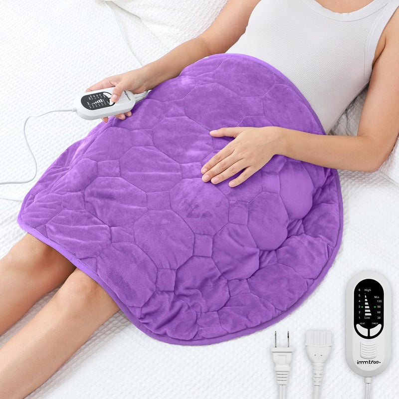 immtree Weighted Heating Pad 7lbs for Deeper Pain Relief, XXXL Size(29x24) with Fast Heat Technology, Lap Blankets for Adults, Heated Pads for Period Cramps, Back and Knee, Purple - Image 1