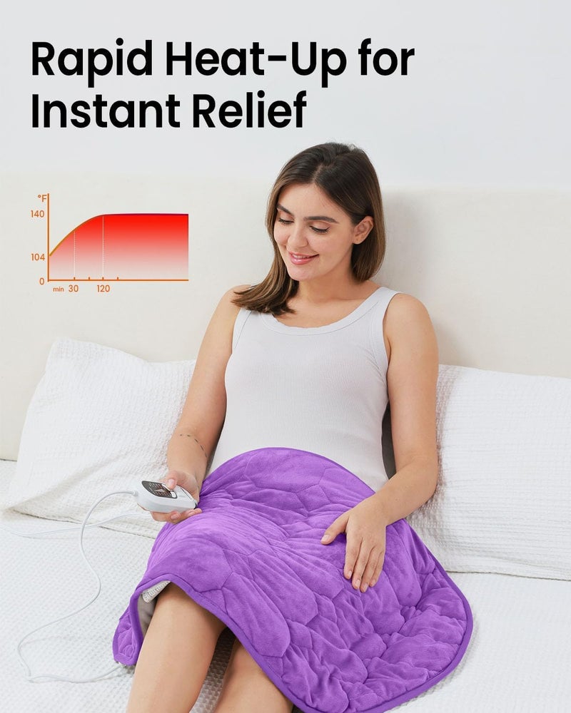 immtree Weighted Heating Pad 7lbs for Deeper Pain Relief, XXXL Size(29x24) with Fast Heat Technology, Lap Blankets for Adults, Heated Pads for Period Cramps, Back and Knee, Purple - Image 4