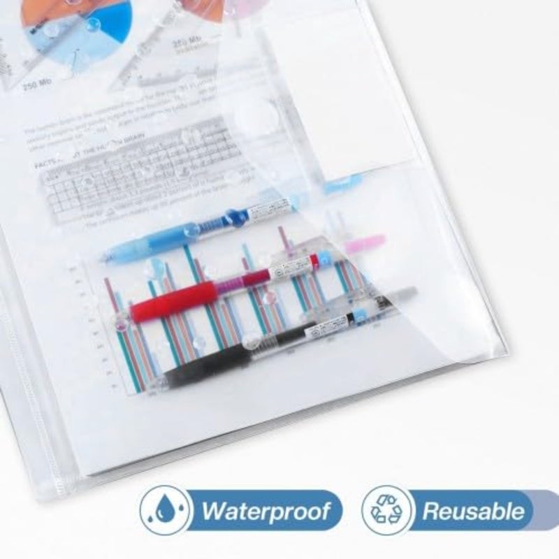 Document Wallets A4 Transparent Document Wallets with Label Pocket, Folder for Documents, Durable File Folder and Folder Accessories, Pack of 10 - Image 5