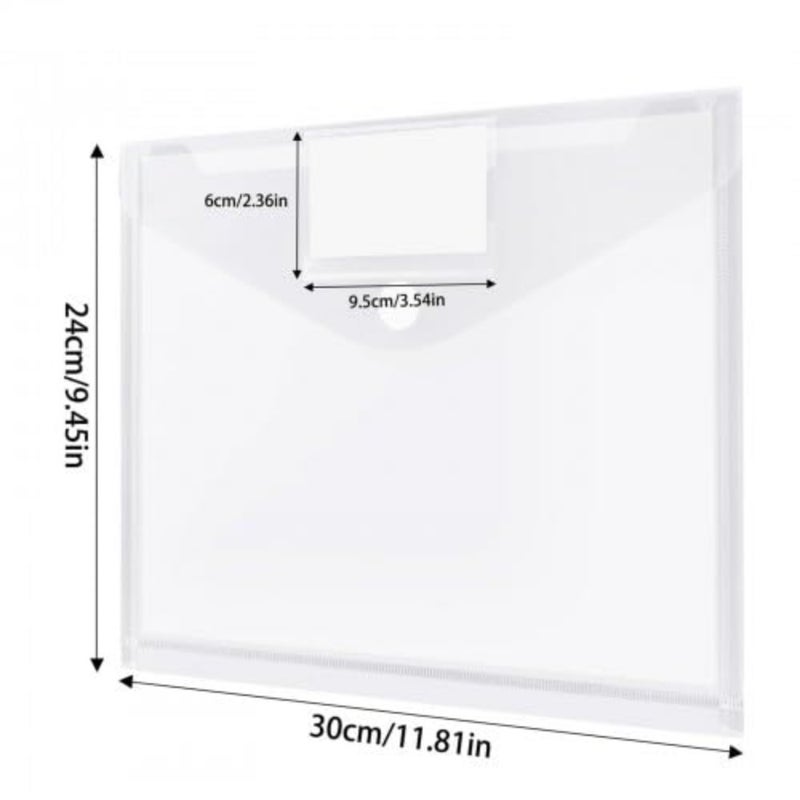 Document Wallets A4 Transparent Document Wallets with Label Pocket, Folder for Documents, Durable File Folder and Folder Accessories, Pack of 10 - Image 2