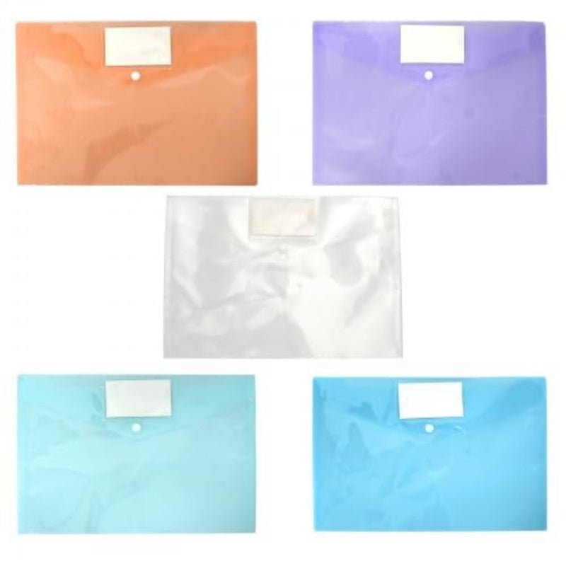 Document Wallets A4 Transparent Document Wallets with Label Pocket, Folder for Documents, Durable File Folder and Folder Accessories, Pack of 10 - Image 1