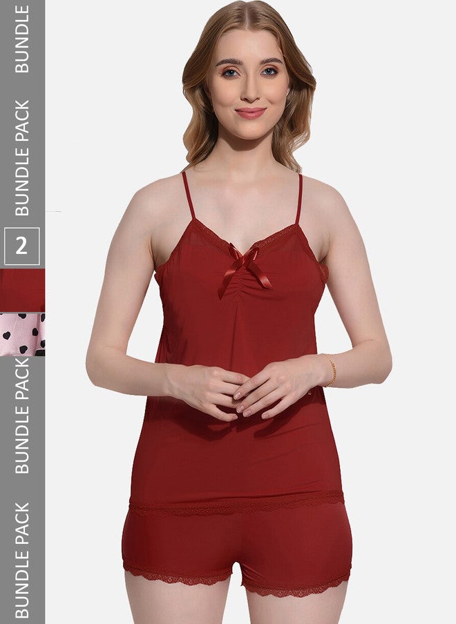 FIMS Pack Of 2 Self Design Shoulder Straps Net Baby Doll - Image 1