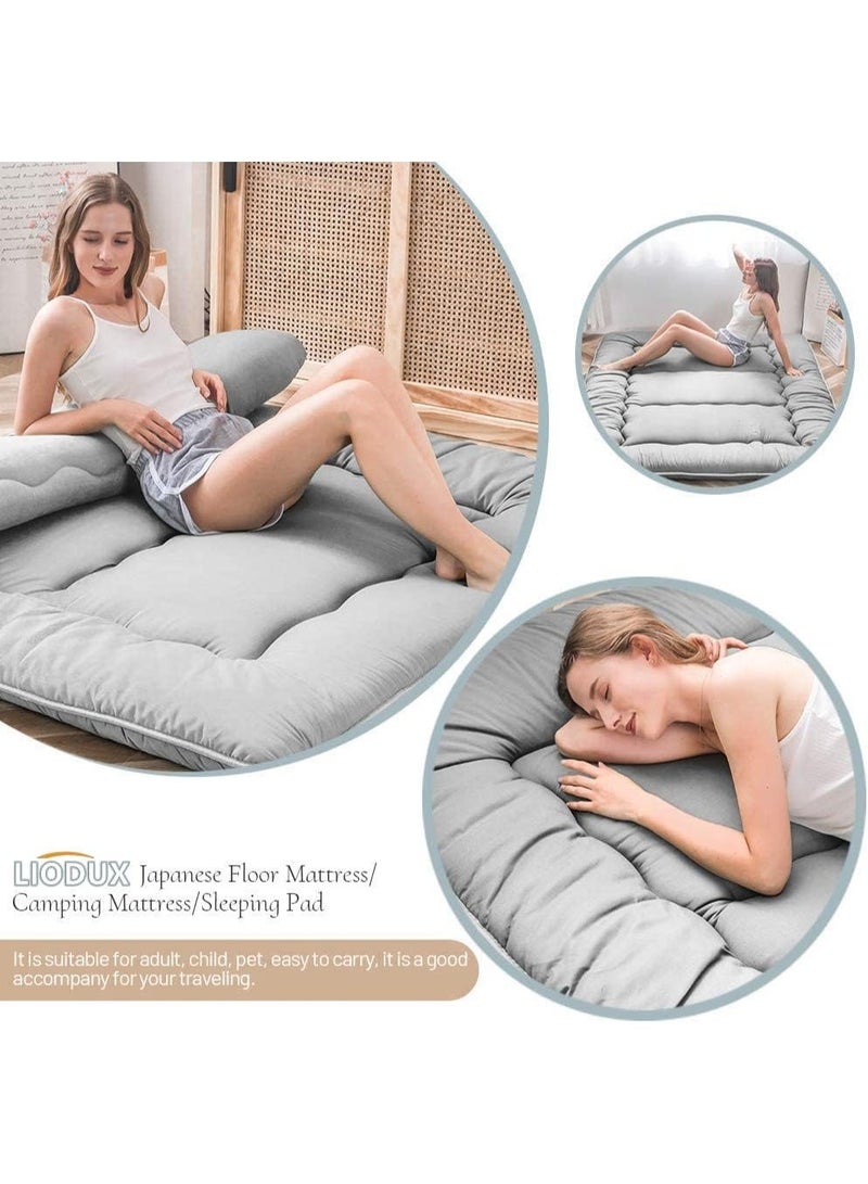 LIODUX Japanese Floor Futon Mattress, Sleeping Pad Foldable Roll Up Dormitory Mattress Pad, Thicken Daybed Futon, Guest Tatami Mat, Sleeping Floor Lounger Bed Couche Sofa, QUEEN - Image 4