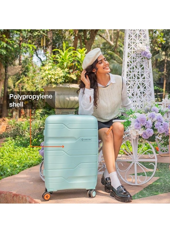 nasher miles Nasher Miles Paris Hard-Sided Polypropylene Check-in Luggage 24 inch | 65cm | 8 Wheels Medium Trolley Bag for Travel | Suitcase (Pastel Green)  - Image 3