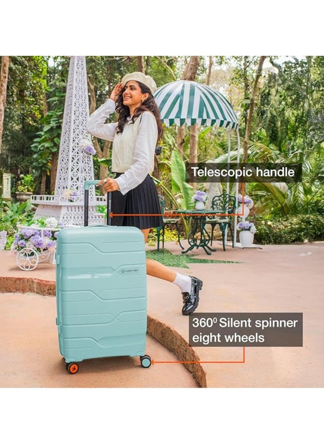 nasher miles Nasher Miles Paris Hard-Sided Polypropylene Check-in Luggage 24 inch | 65cm | 8 Wheels Medium Trolley Bag for Travel | Suitcase (Pastel Green)  - Image 5