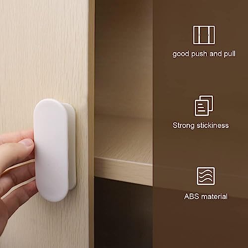 KPNG Self-Stick Instant Cabinet Drawer-Humanity Handle Helper Auxiliary for Cabinet Knobs Drawer Sliding Door-Wardrobe Self-Stick Push Pull Helper Stick-on Handles (White, Pack of - 2, Polished) - Image 2