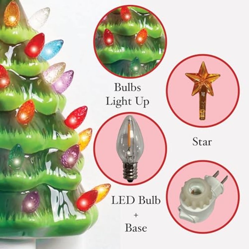 Ceramic Night Light - Plugin with Lights - Lighted Vintage Ceramic - Mini Decorative Night Light - Image 4